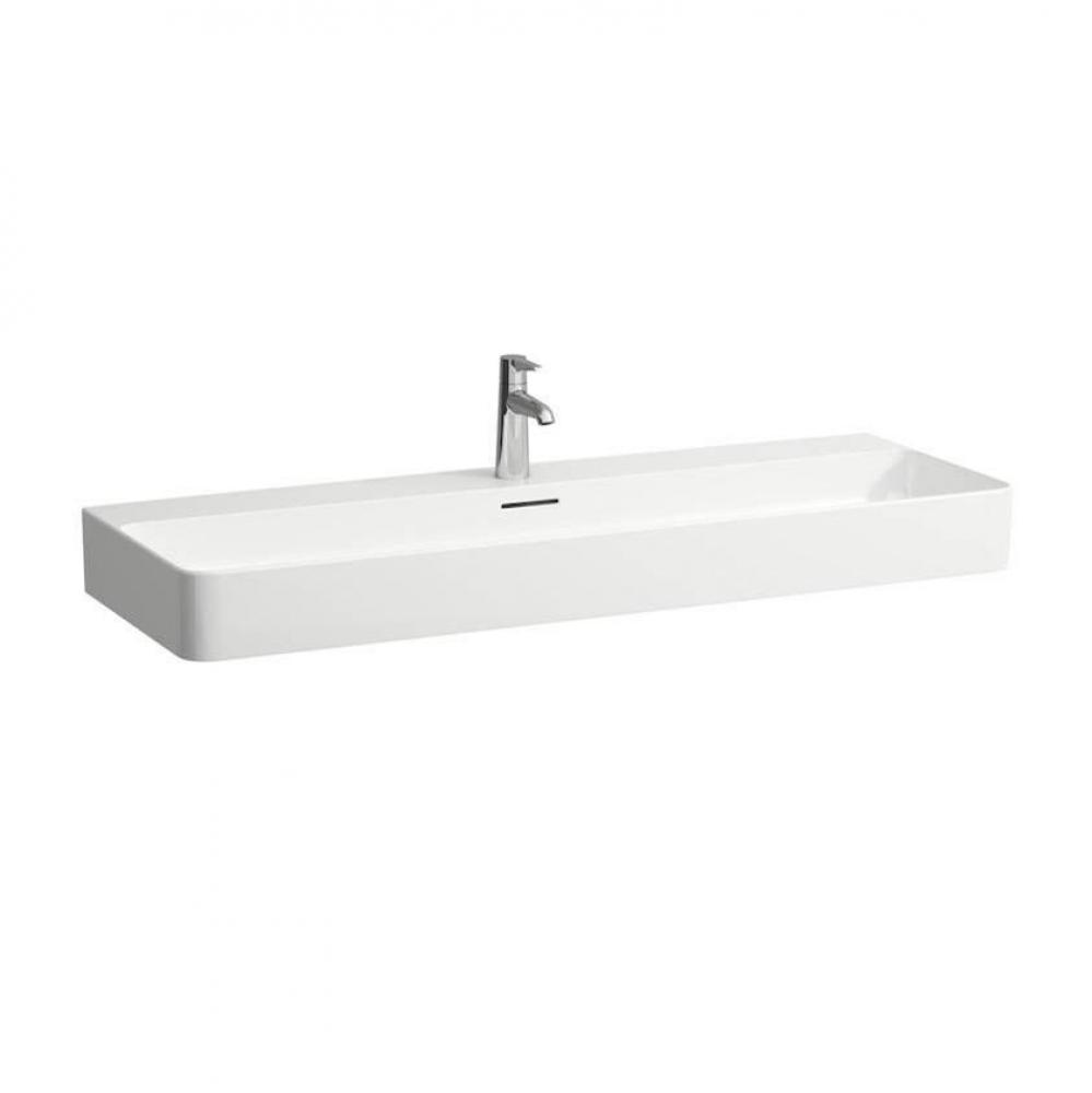 Washbasin, 47.24 x 16.54 x 4.53, with tap bank, with one tap hole, with overflow slot, SaphirKeram