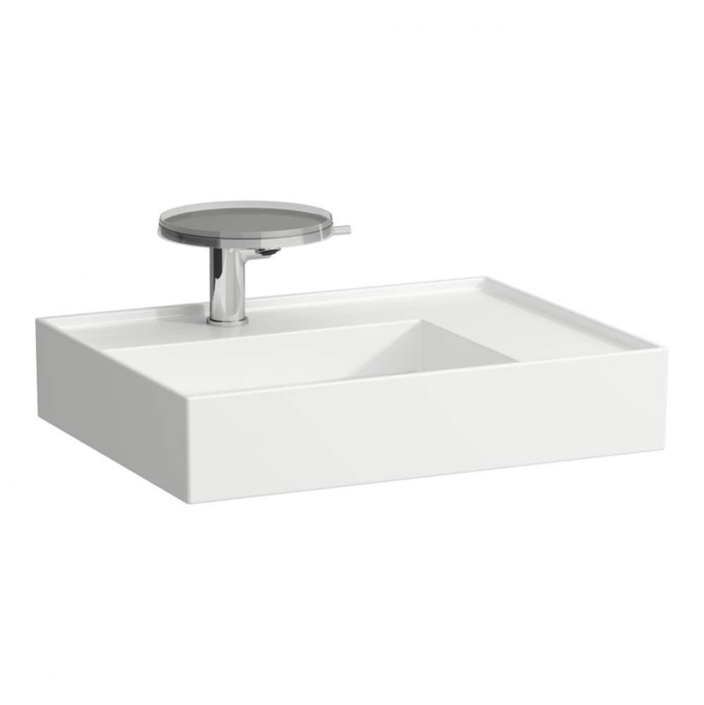 Washbasin, shelf right, with concealed outlet, ground bottom