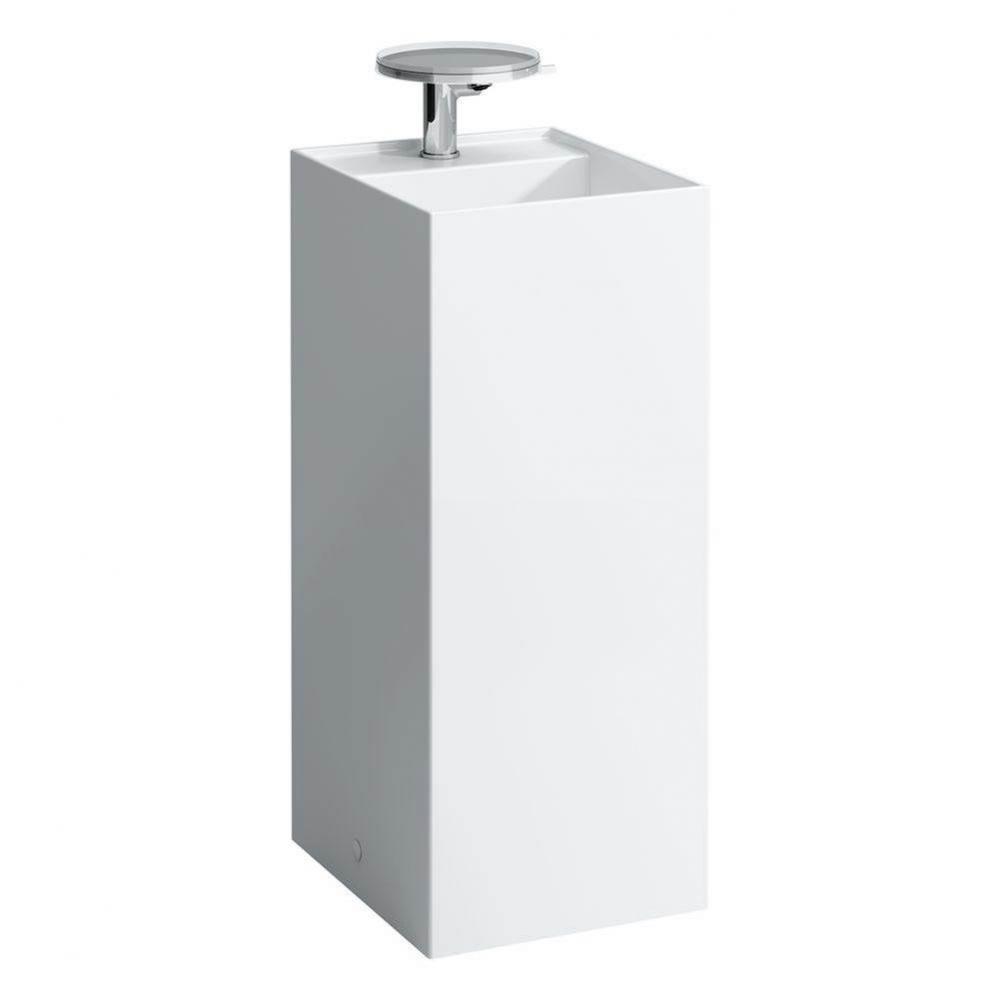 Freestanding washbasin with concealed outlet, w/o overflow