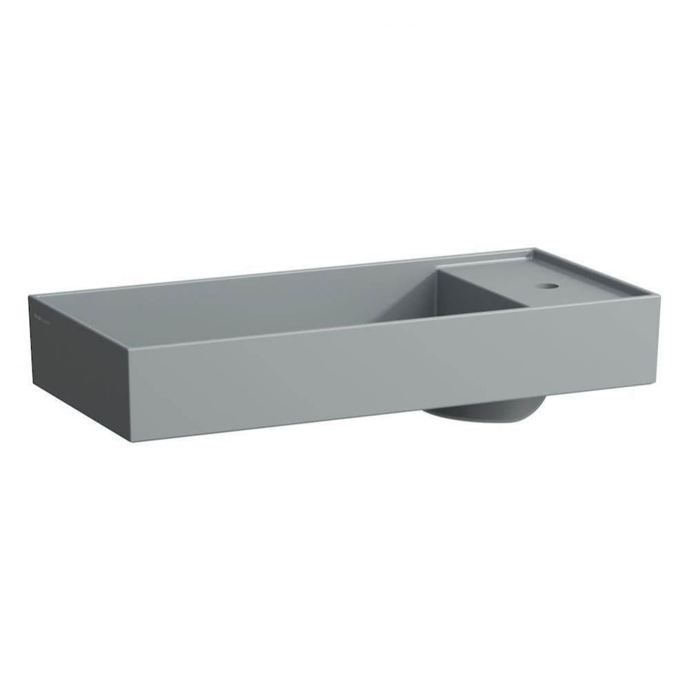 Bowl washbasin with tap bank, with concealed outlet, w/o overflow