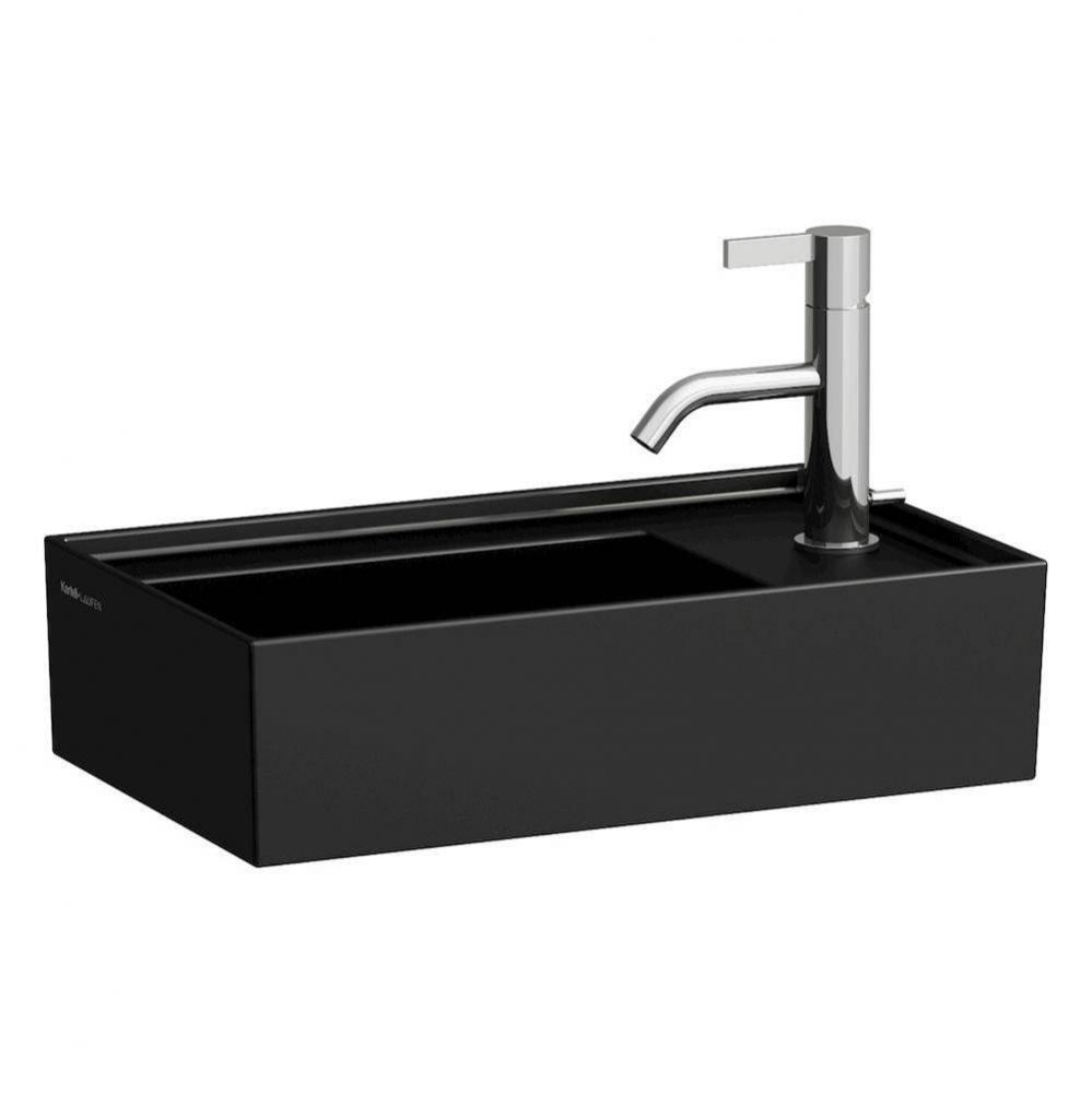 Small washbasin, tap bank right, with concealed outlet, w/o overflow, wall mounted