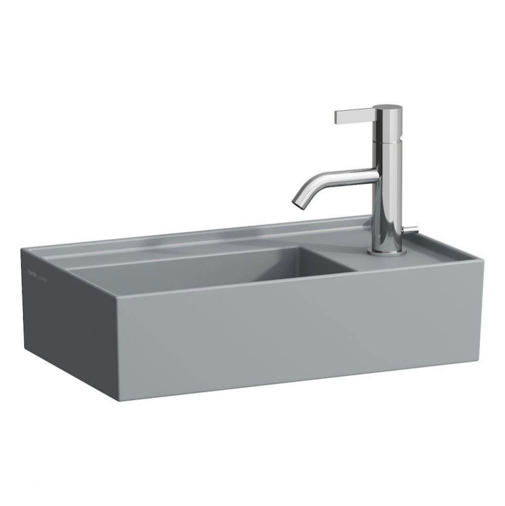 Small washbasin, tap bank right, with concealed outlet, w/o overflow, wall mounted