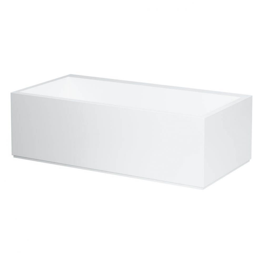 Freestanding bathtub, made of Sentec solid surface, with slot overflow/front overflow and tap bank
