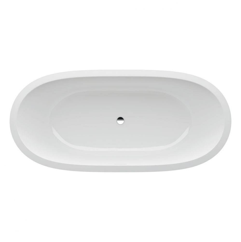 Bathtub, built-in bath, with centered outlet, with frame, made of Sentec solid surface, Matte Sati