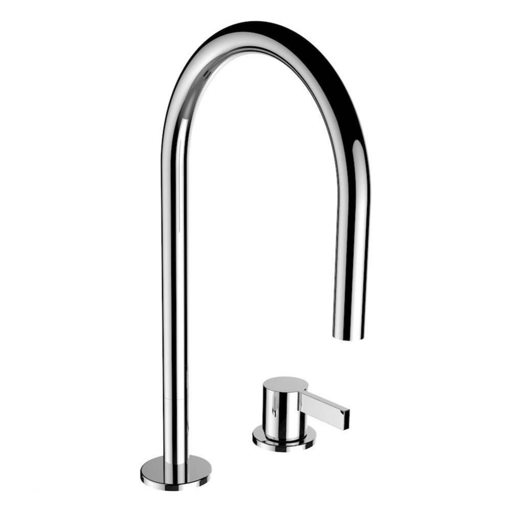 2-hole basin mixer, projection 6-1/2'', swivel spout, with pop-up waste
