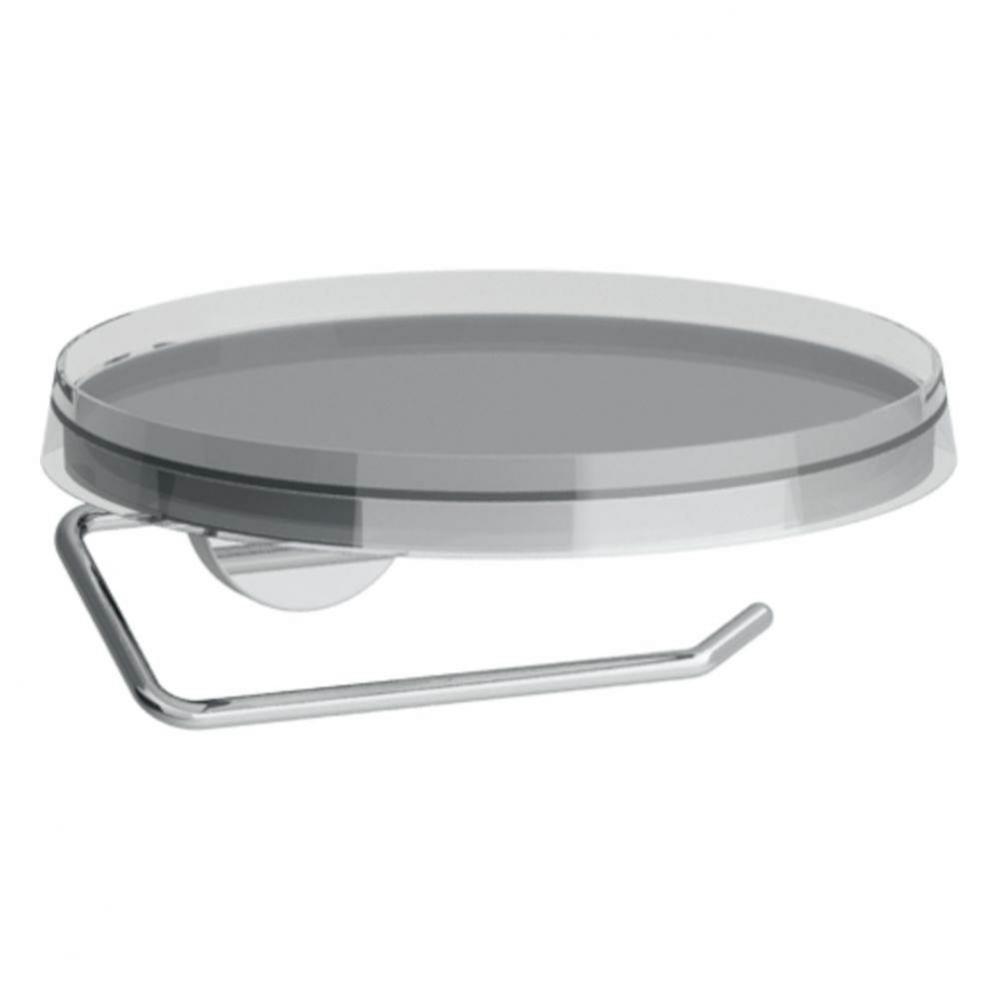 Toilet roll holder, 7-1/4'', including bowl ''disc'', transparent cr
