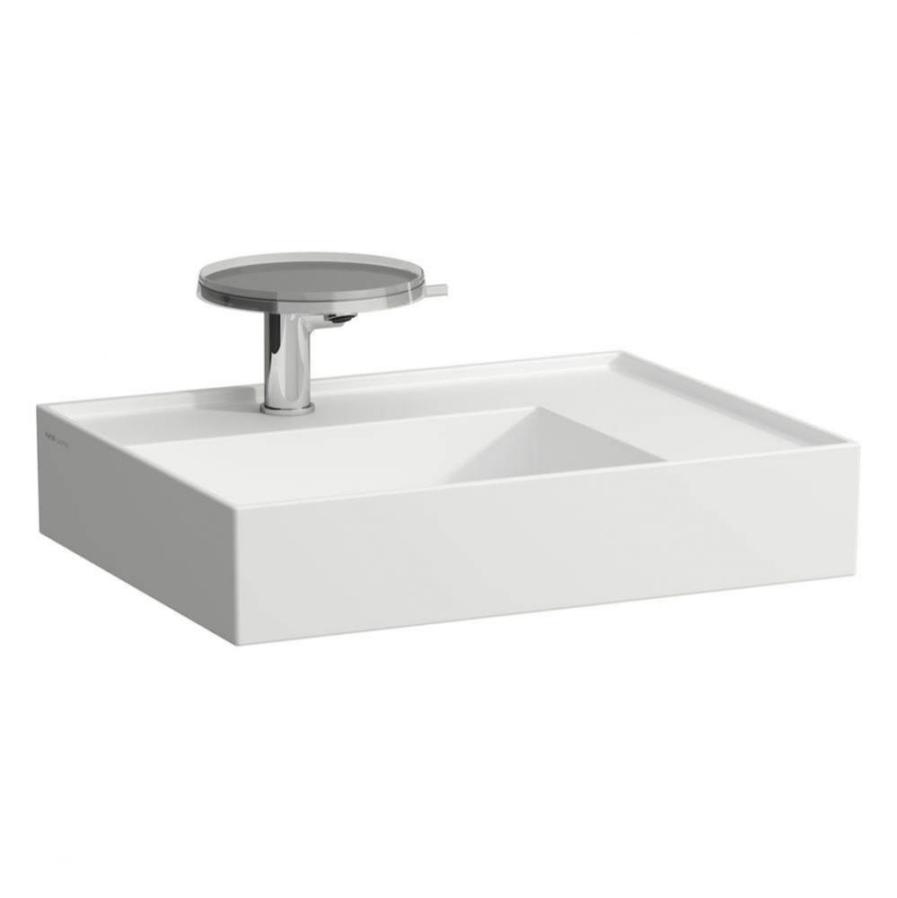 Washbasin, shelf right, with concealed outlet, w/o overflow, wall mounted