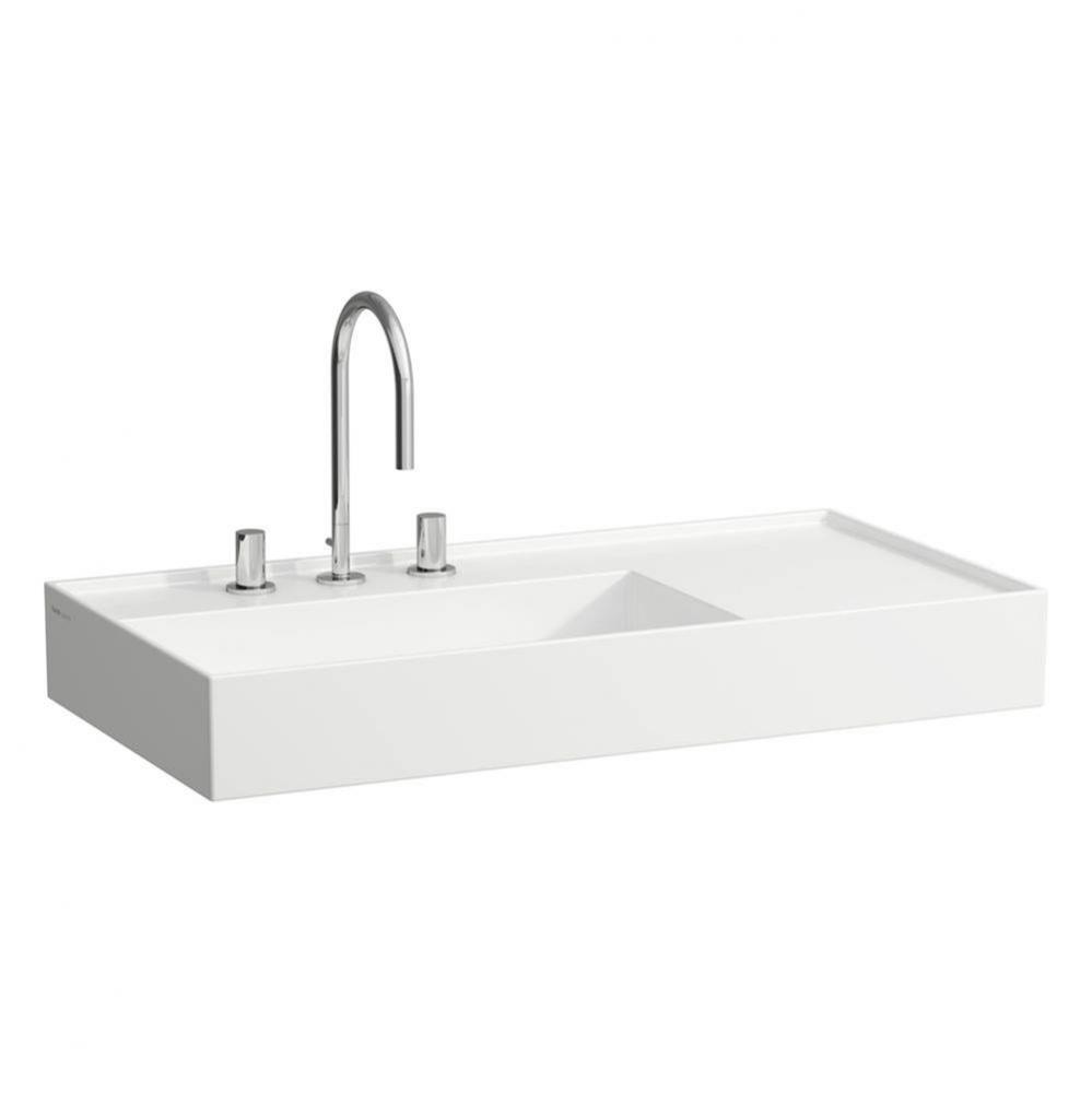 Washbasin, shelf right, with concealed outlet, w/o overflow - Always Open Drain, wall mounted