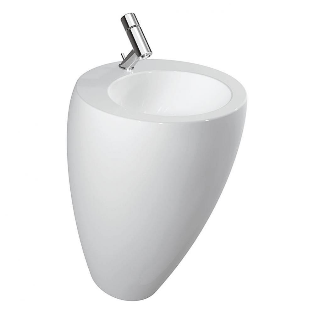 Washbasin with integrated pedestal, with wall connection, with concealed overflow, incl. ceramic w