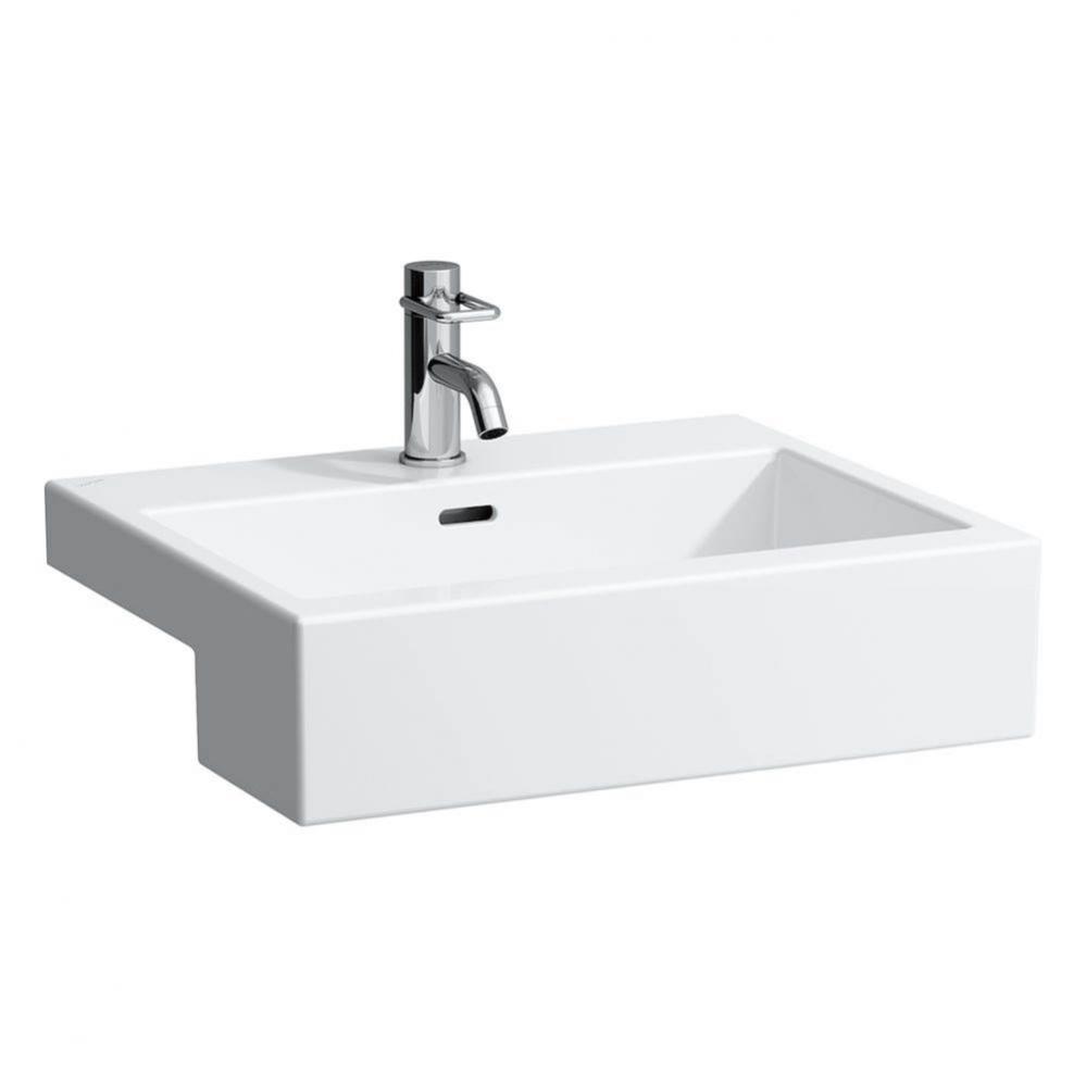 Semi-recessed washbasin, rectangular
