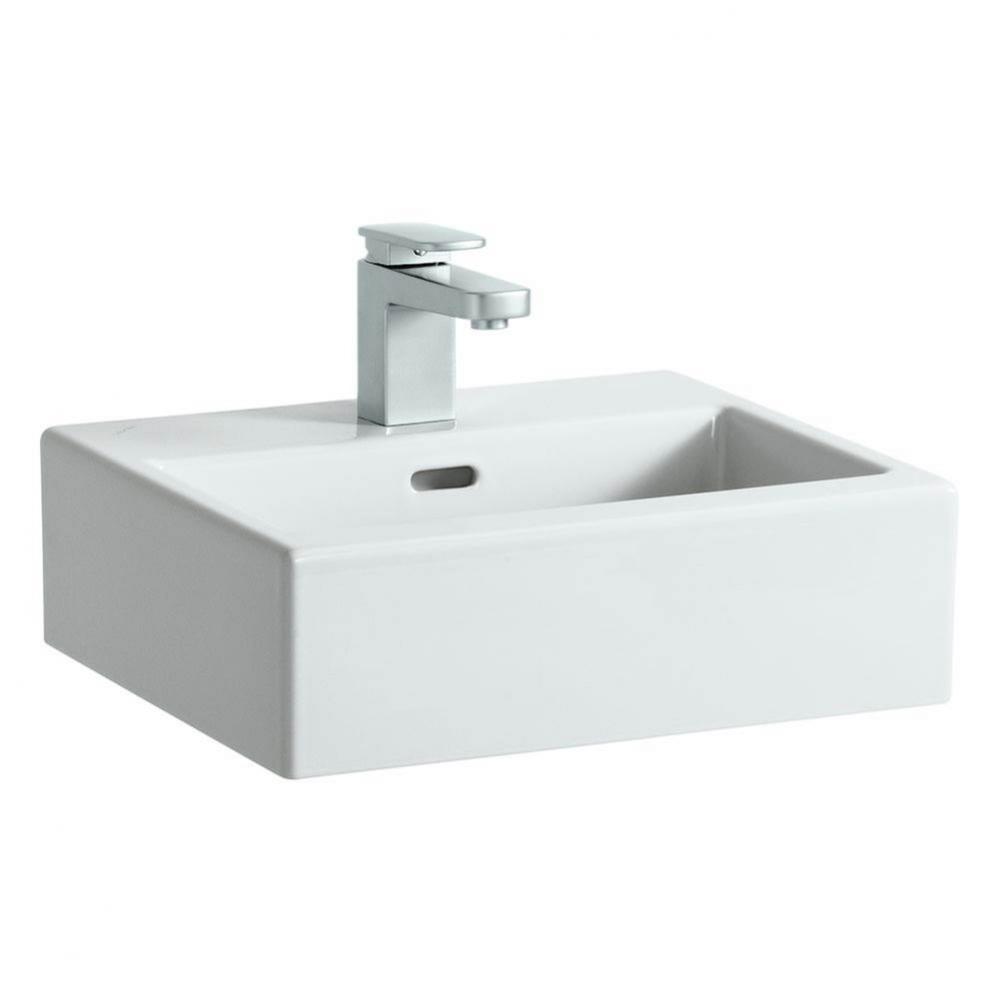 Small washbasin, tap bank right, wall mounted