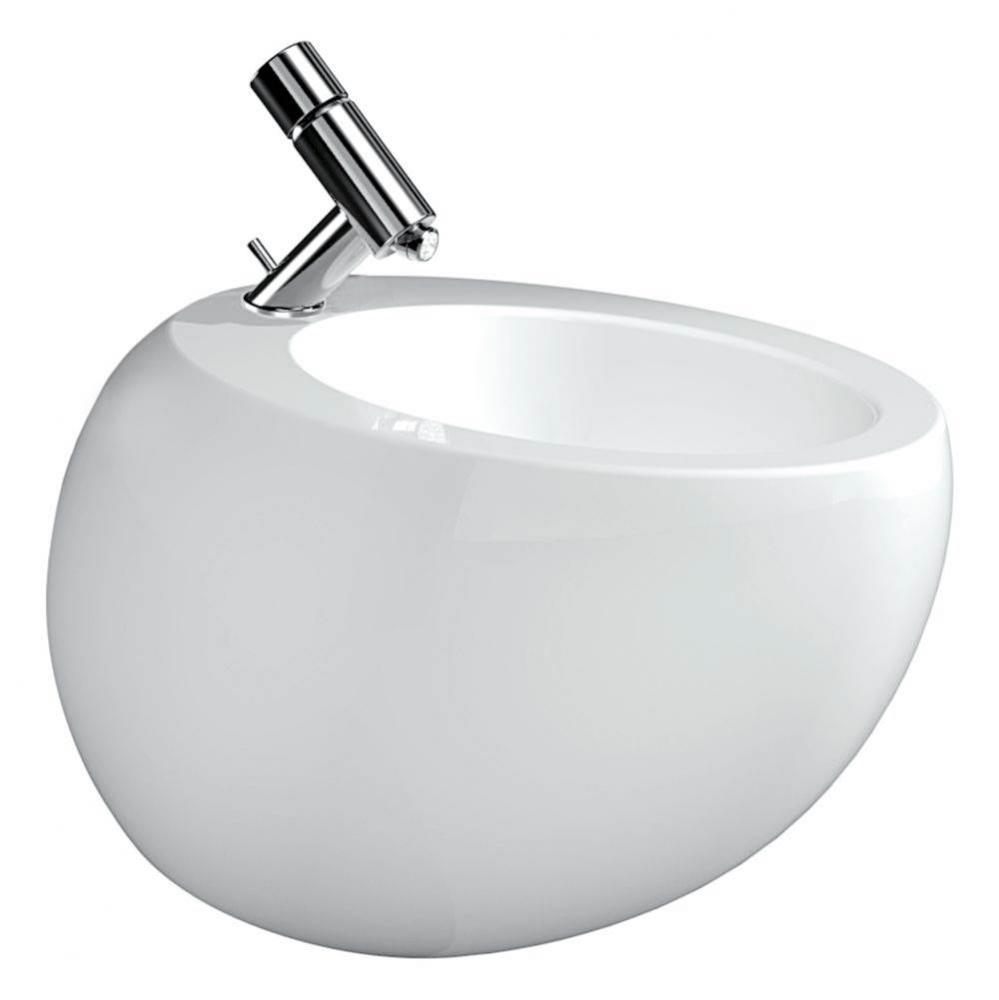 Wall hanging bidet, with concealed overflow, incl. ceramic waste cover