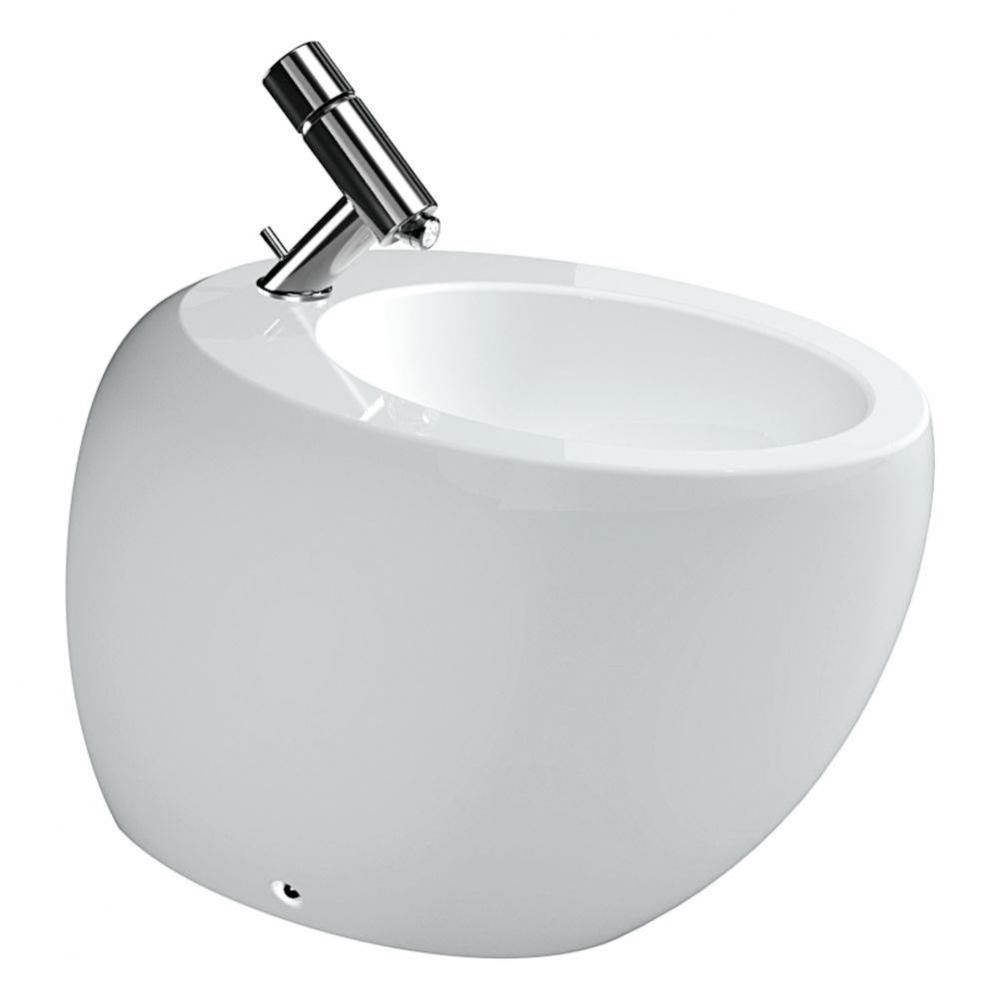 Floorstanding bidet, with concealed overflow, incl. ceramic waste cover