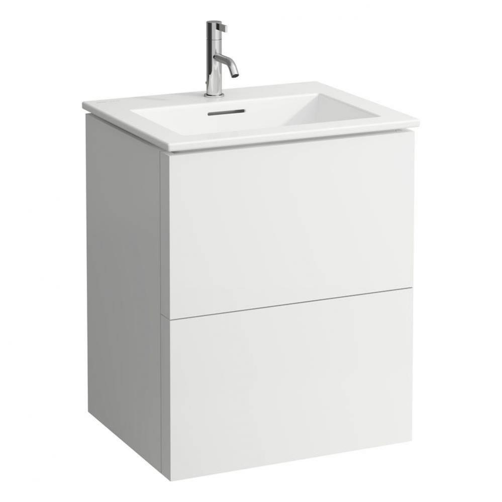 Combipack 23 5/8'', washbasin ''slim'' with vanity unit with 2 drawe