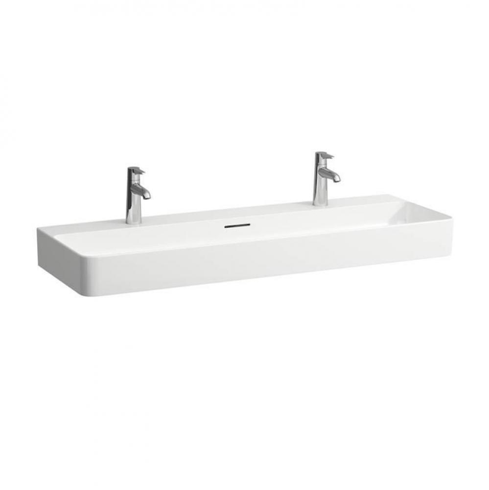 Washbasin, 47.24 x 16.54 x 4.53, with tap bank, with two tap hole, with overflow slot, SaphirKeram