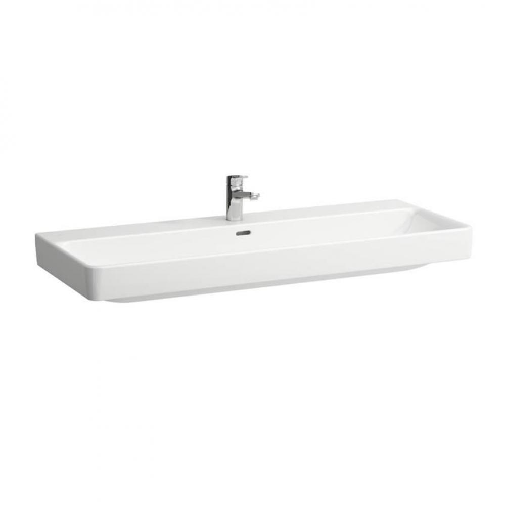 Double Countertop Washbasin, 1200 x 460, with one basin, with two tap holes, with overflow