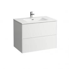 Laufen H864961M361041 - Pack: Washbasin + Vanity Unit 80; Pro S slim washbasin white with tap bank, with one tap hole, wit
