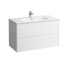 Laufen H864962M361041 - Pack: Washbasin + Vanity Unit 100; Pro S slim washbasin white with tap bank, with one tap hole, wi