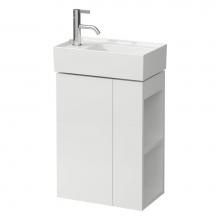 Laufen H4075170336451 - Vanity Only with one glass shelf, door hinge left, open shelf right for handwashbasin tap bank lef