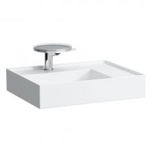 Laufen H810334000111U - Washbasin, shelf right, with concealed outlet, w/o overflow, wall mounted