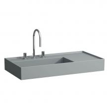 Laufen H810338758111U - Washbasin, shelf right, with concealed outlet, w/o overflow - Always Open Drain, wall mounted