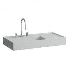 Laufen H810338759185U - Washbasin, shelf right, with concealed outlet, w/o overflow - Always Open Drain, wall mounted