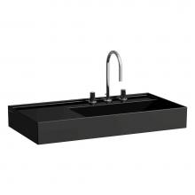 Laufen H810339020185U - Washbasin, shelf left, with concealed outlet, w/o overflow - Always Open Drain, wall mounted