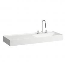 Laufen H813333000111U - Washbasin, shelf left, with concealed outlet, w/o overflow, wall mounted