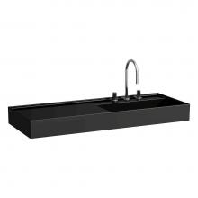 Laufen H813333020185U - Washbasin, shelf left, with concealed outlet, w/o overflow, wall mounted