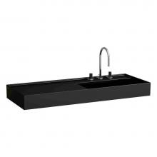 Laufen H813333716185U - Washbasin, shelf left, with concealed outlet, w/o overflow, wall mounted