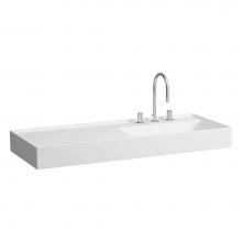 Laufen H813333757185U - Washbasin, shelf left, with concealed outlet, w/o overflow, wall mounted