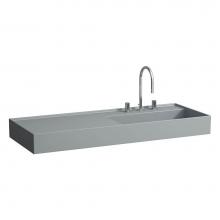 Laufen H813333758185U - Washbasin, shelf left, with concealed outlet, w/o overflow, wall mounted