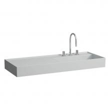 Laufen H813333759185U - Washbasin, shelf left, with concealed outlet, w/o overflow, wall mounted
