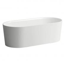 Laufen H230282000000U - Freestanding bathtub, made of Sentec solid surface, with integrated overflow/front overflow and fe