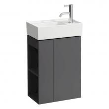 Laufen H4075180336421 - Vanity Only with one glass shelf, door hinge right, open shelf left for handwashbasin tap bank rig