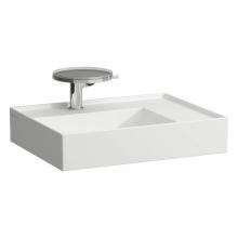 Laufen H810334757112U - Washbasin, shelf right, with concealed outlet, w/o overflow, wall mounted