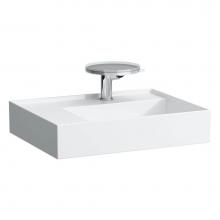 Laufen H810335000111U - Washbasin, shelf left, with concealed outlet, w/o overflow, wall mounted