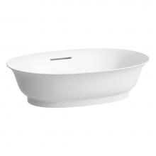 Laufen H8128530001091 - Bowl washbasin with overflow channel, oval - Optional ceramic drain & cover