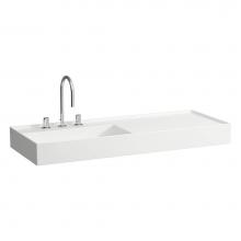 Laufen H813332000185U - Washbasin, shelf right, with concealed outlet, w/o overflow, wall mounted