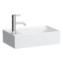 Laufen H815335000111U - Small washbasin, tap bank left, with concealed outlet, w/o overflow, wall mounted