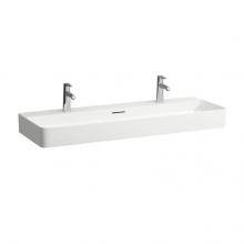 Laufen H8102890001071 - Washbasin, 47.24 x 16.54 x 4.53, with tap bank, with two tap hole, with overflow slot, SaphirKeram