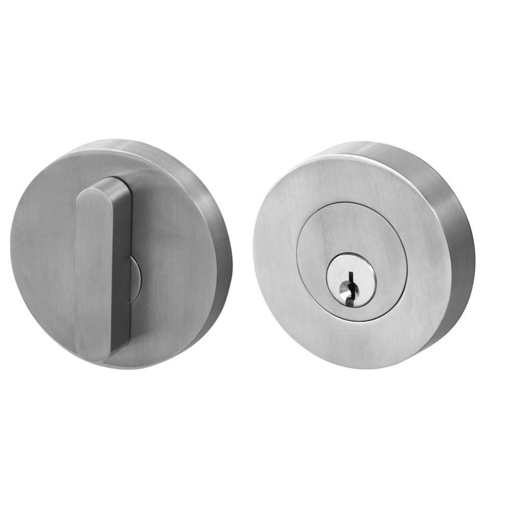 Round Deadbolt Single Cylinder, Satin Stainless Steel