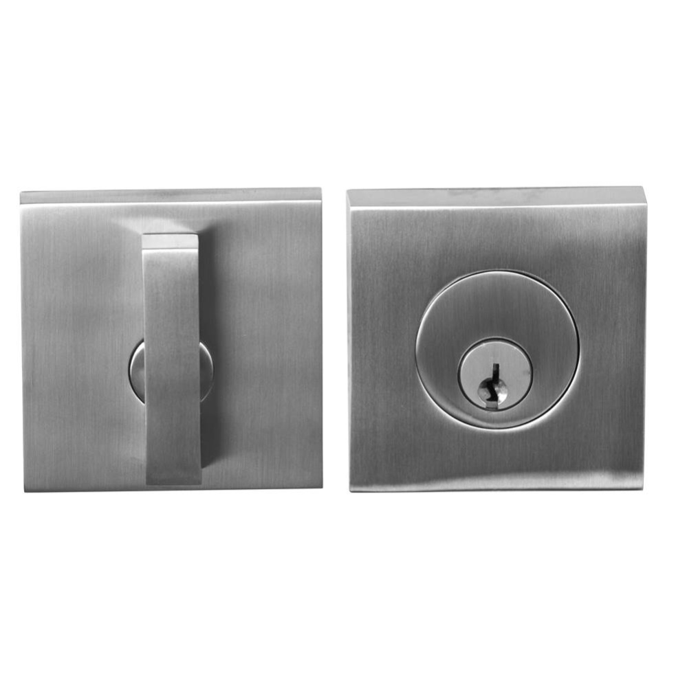 Square Deadbolt Single Cylinder, Satin Stainless Steel