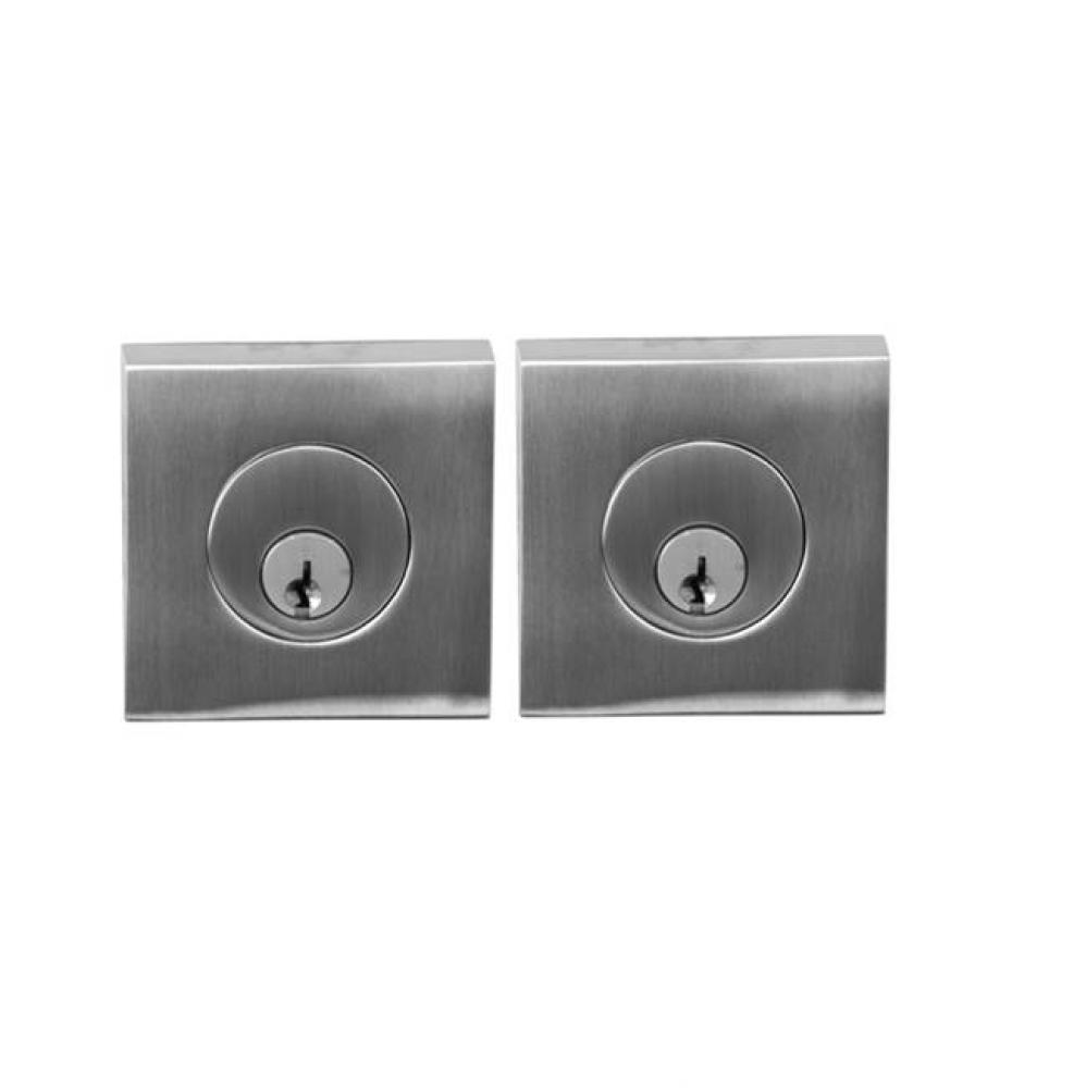 Square Deadbolt Double Cylinder, Satin Stainless Steel