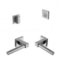 Linnea ERA52S-92U-SSS - Entrance trim for lever by lever application mortise lock using 52mm, Square rose, Satin SS