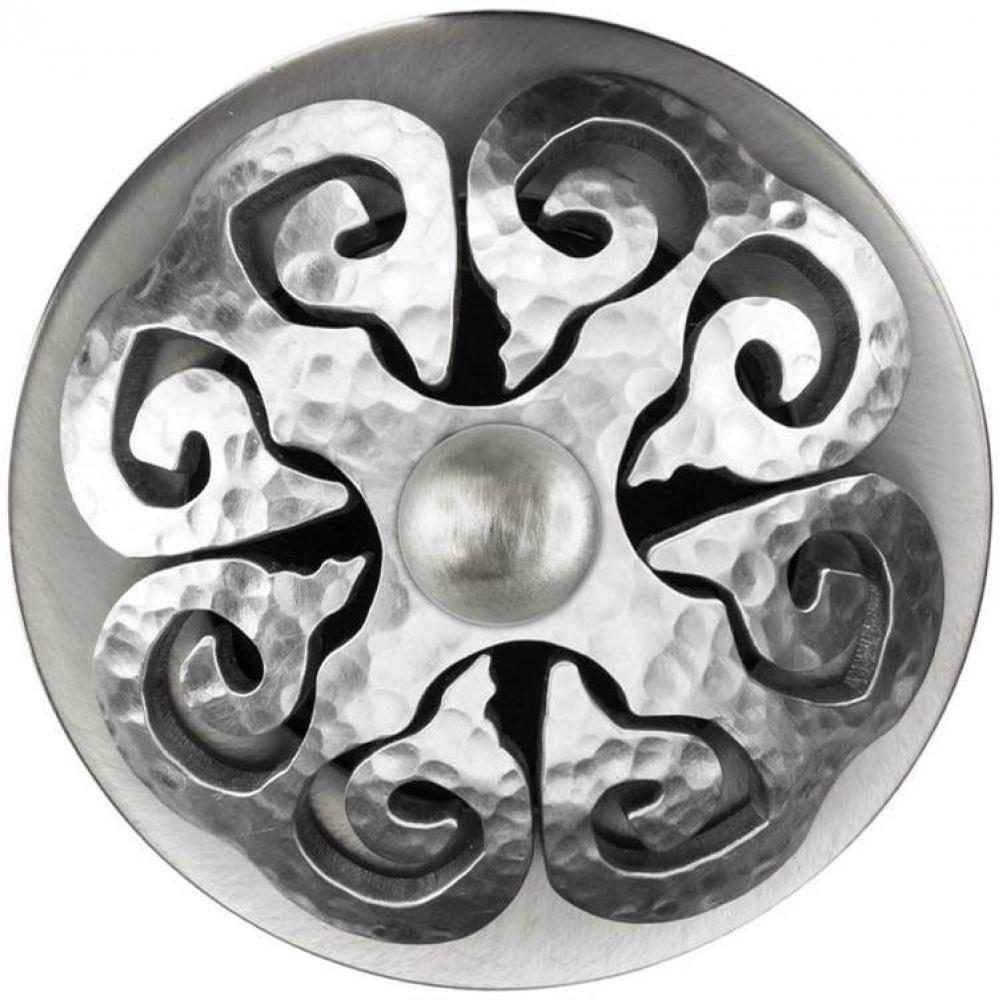 Hawaiian Quilt Grid Strainer - Satin Hammered Finish, Sphere Screw, With Overflow