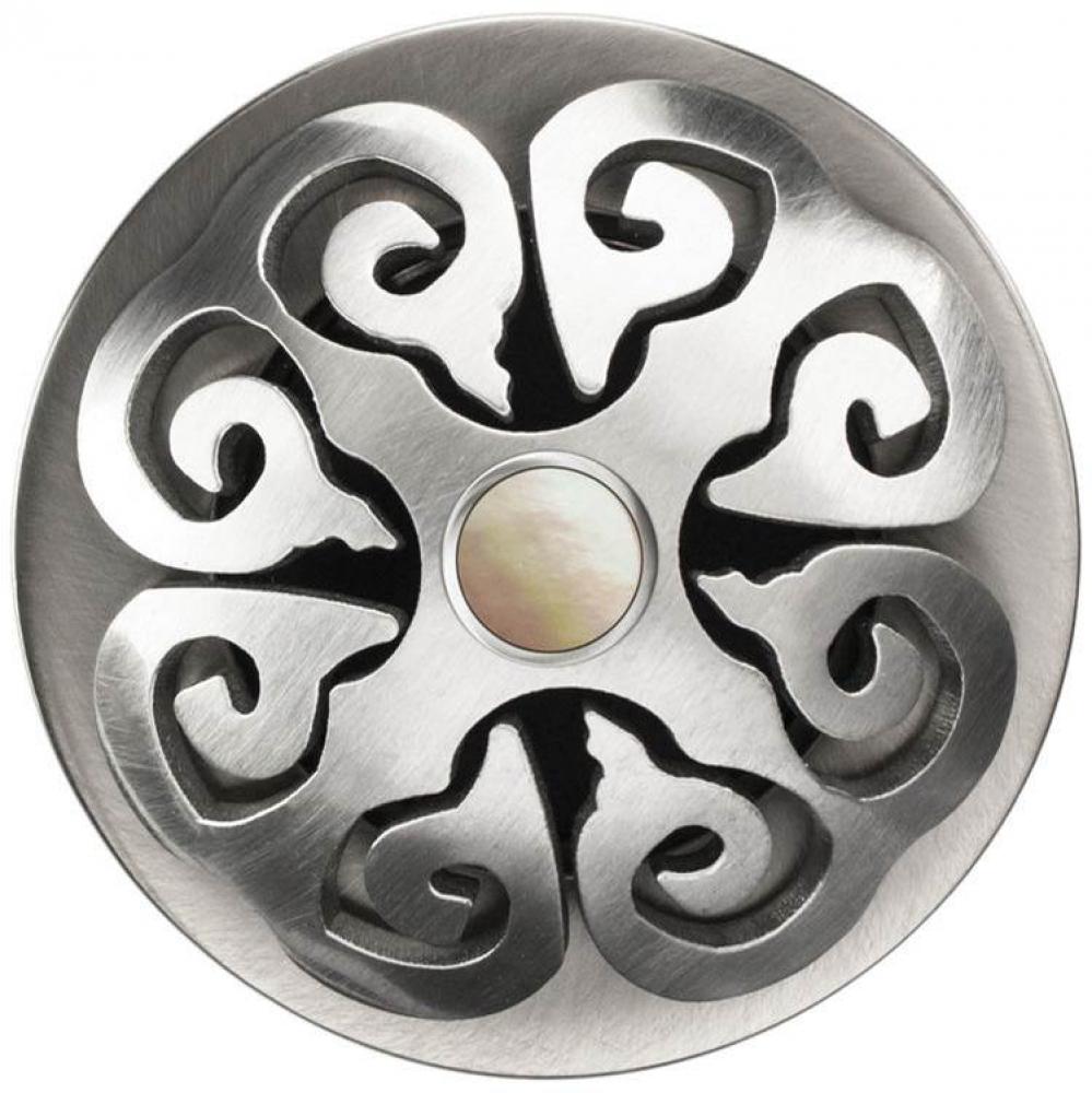 Hawaiian Quilt Grid Strainer - Satin Smooth Finish, Mother of Pearl Screw, With Overflow