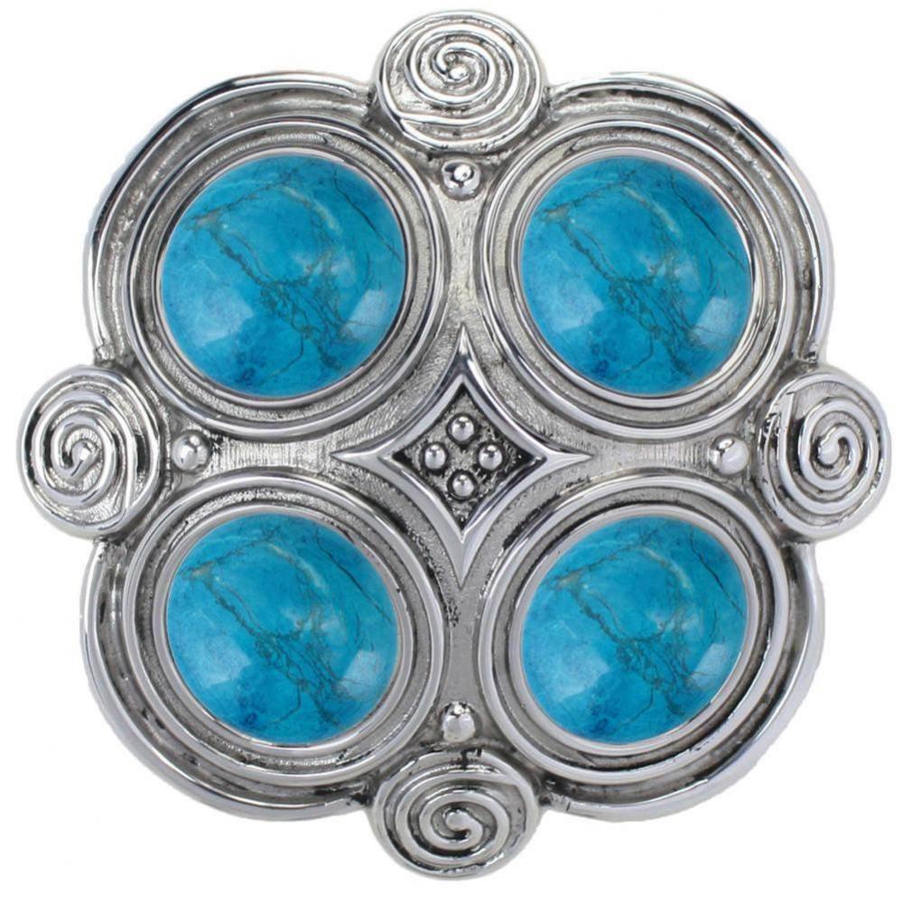 Quad with Turquoise Drain - Polished Nickel