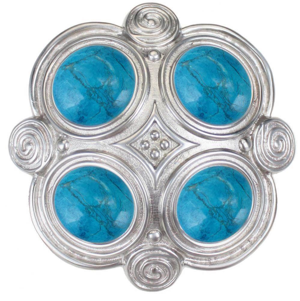 Quad with Turquoise Drain - Satin Nickel