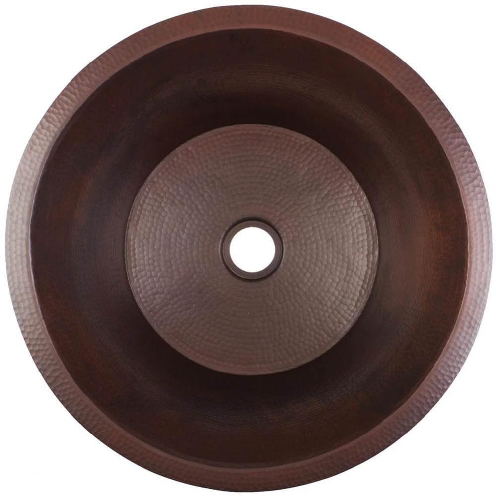 Hammered Large Round Flat Bottom Bar/Utility with 2'' drain opening